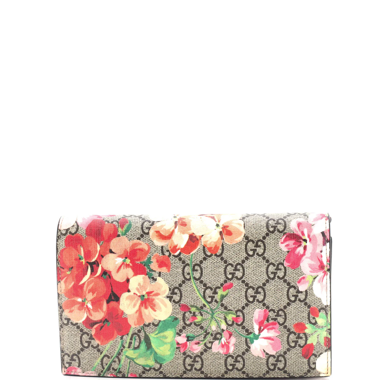Chain Wallet Blooms Print GG Coated Canvas - Deep Luxury