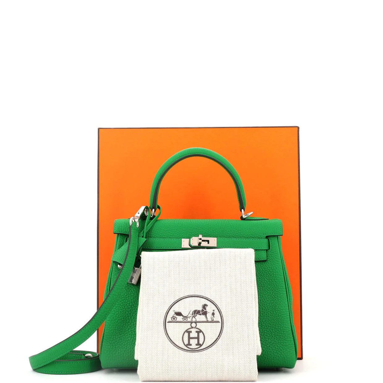 Kelly Handbag Bamboo Togo with Palladium Hardware 25 - Deep Luxury