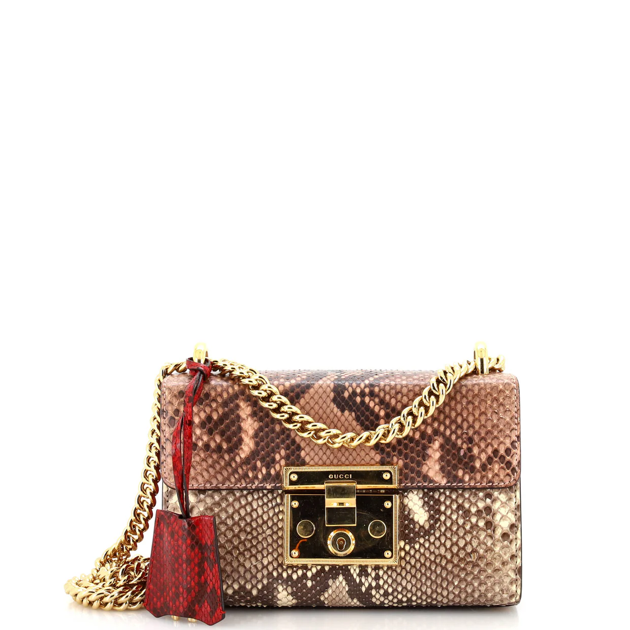Padlock Shoulder Bag Python Small - Deep Luxury
