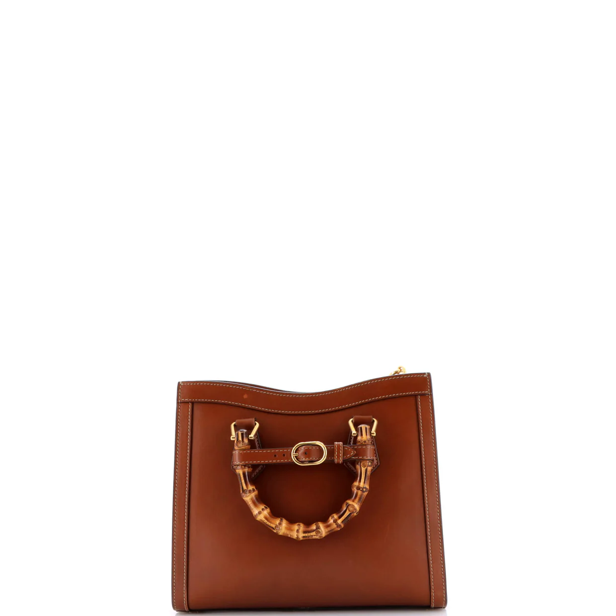 Diana NM Logo Bamboo Handle Tote Embossed Leather Small - Deep Luxury