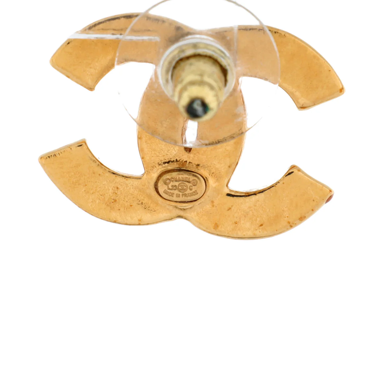 CC Stud Earrings Metal with Enamel - Deep Luxury