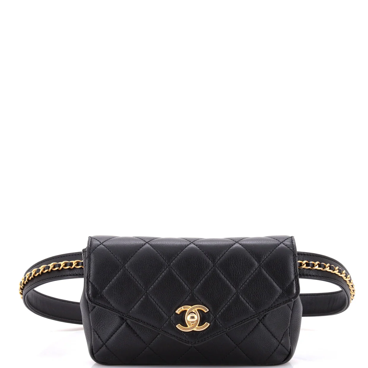 Chain Envelope Belt Bag Quilted Calfskin - Deep Luxury