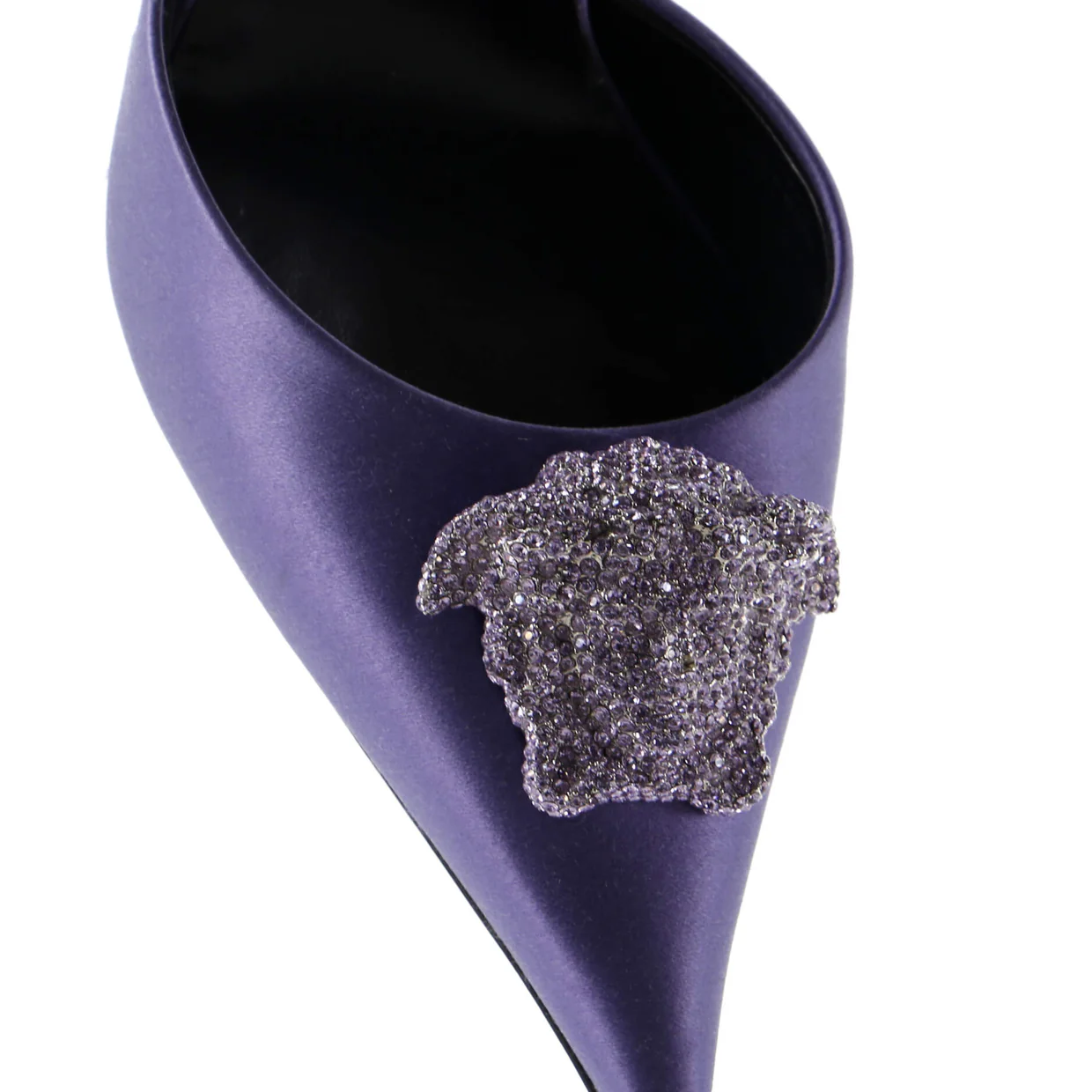 Women's La Medusa Slingback Pumps Satin with Crystals - Deep Luxury