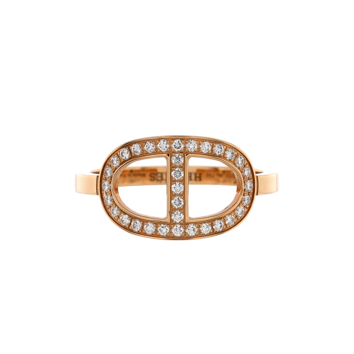 Chaine d'Ancre Contour Ring 18K Rose Gold and Diamonds Medium - Deep Luxury