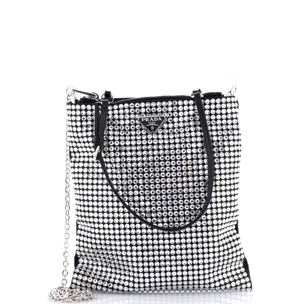 Convertible Open Tote Crystal Embellished Satin Mini - Deep Luxury
