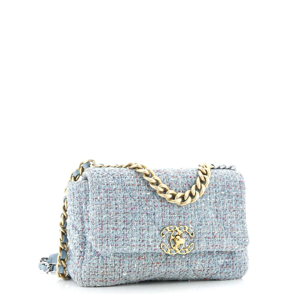 19 Flap Bag Quilted Tweed Medium - Deep Luxury