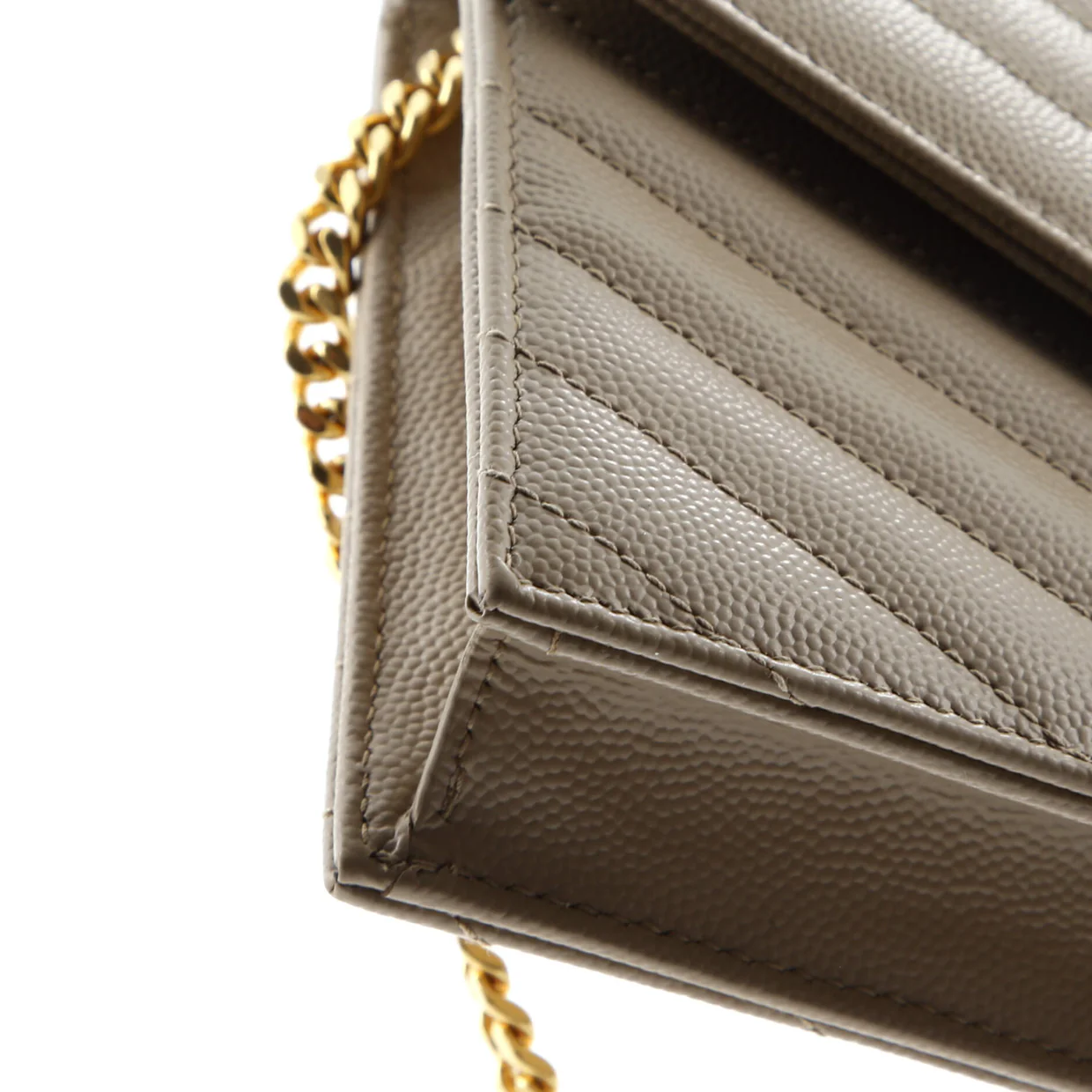 Classic Monogram Wallet on Chain Matelasse Chevron Leather Small - Deep Luxury