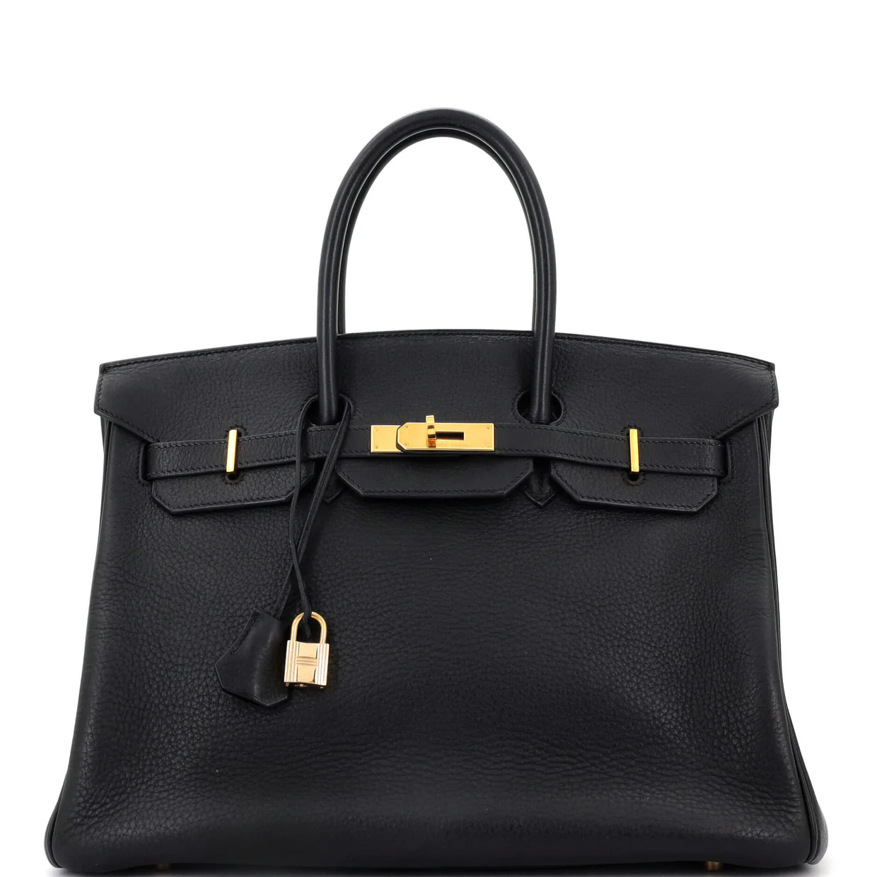 Birkin Handbag Noir Clemence with Gold Hardware 35 - Deep Luxury
