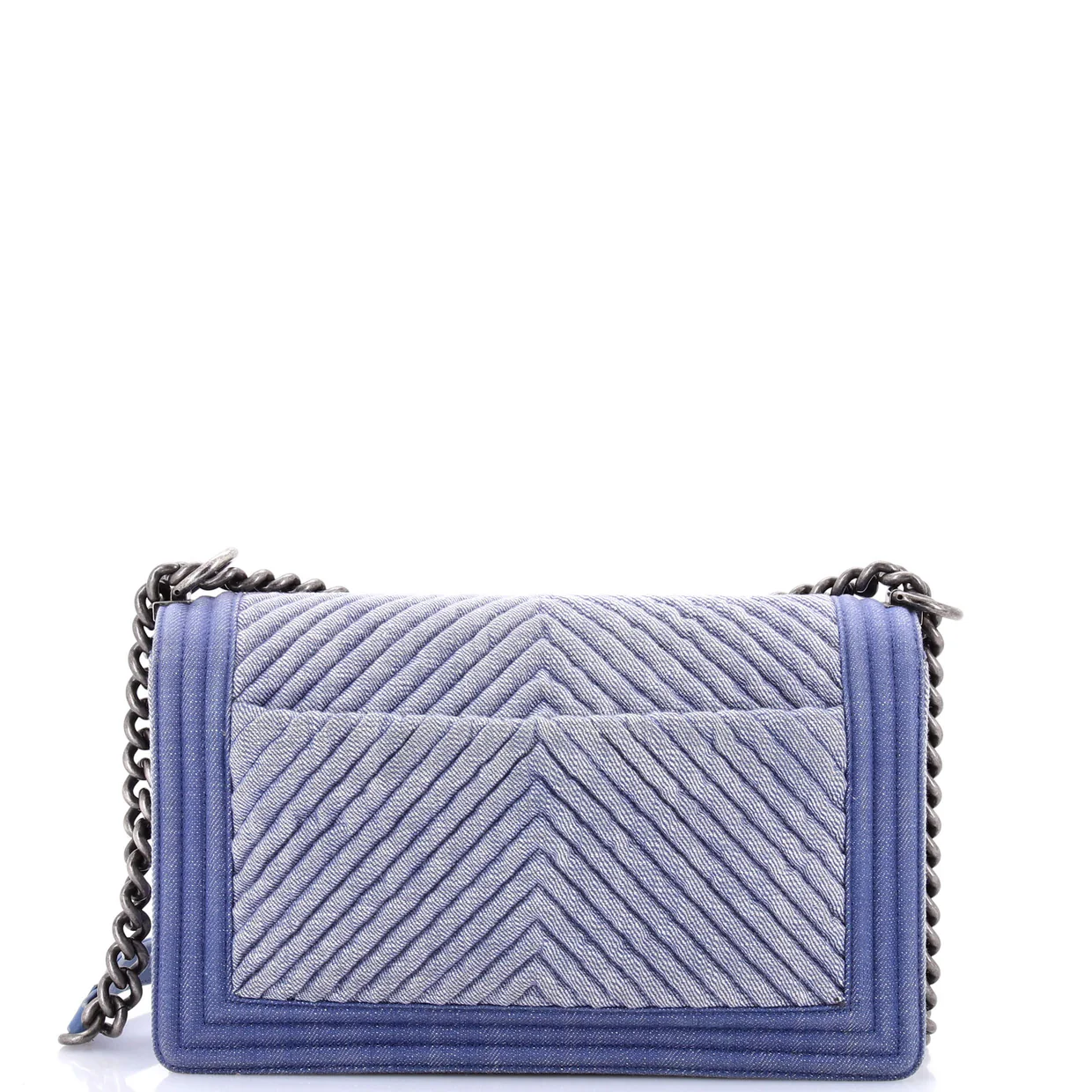 Boy Flap Bag Chevron Denim New Medium - Deep Luxury