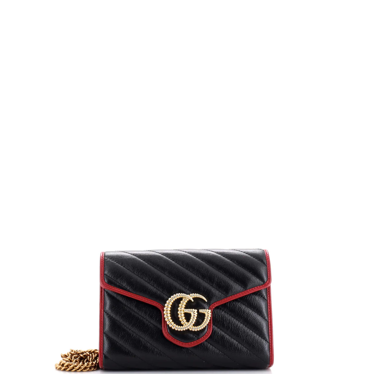GG Marmont Chain Wallet Diagonal Quilted Leather Mini - Deep Luxury