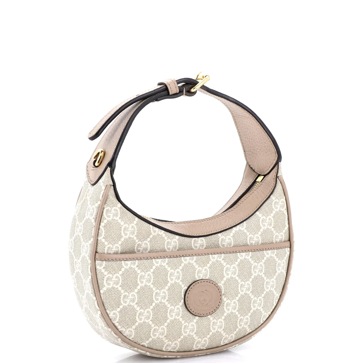 Interlocking G Patch Half Moon Hobo GG Coated Canvas Mini - Deep Luxury