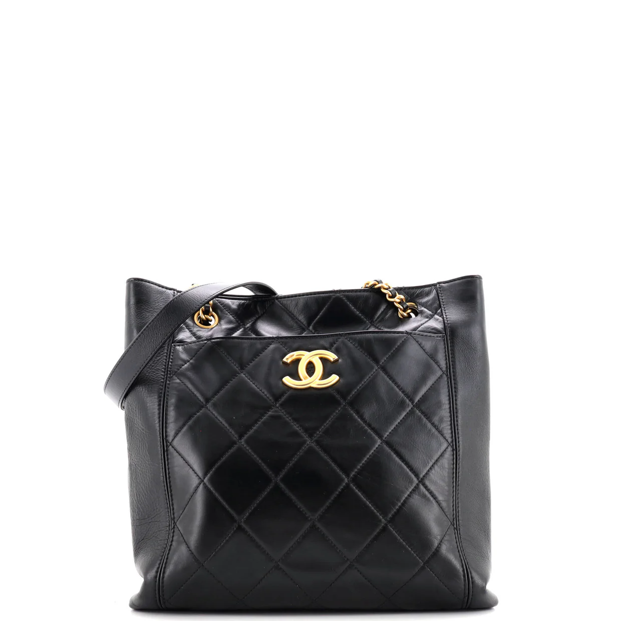 CC Front Pocket Shopping Tote Quilted Calfskin Small - Deep Luxury