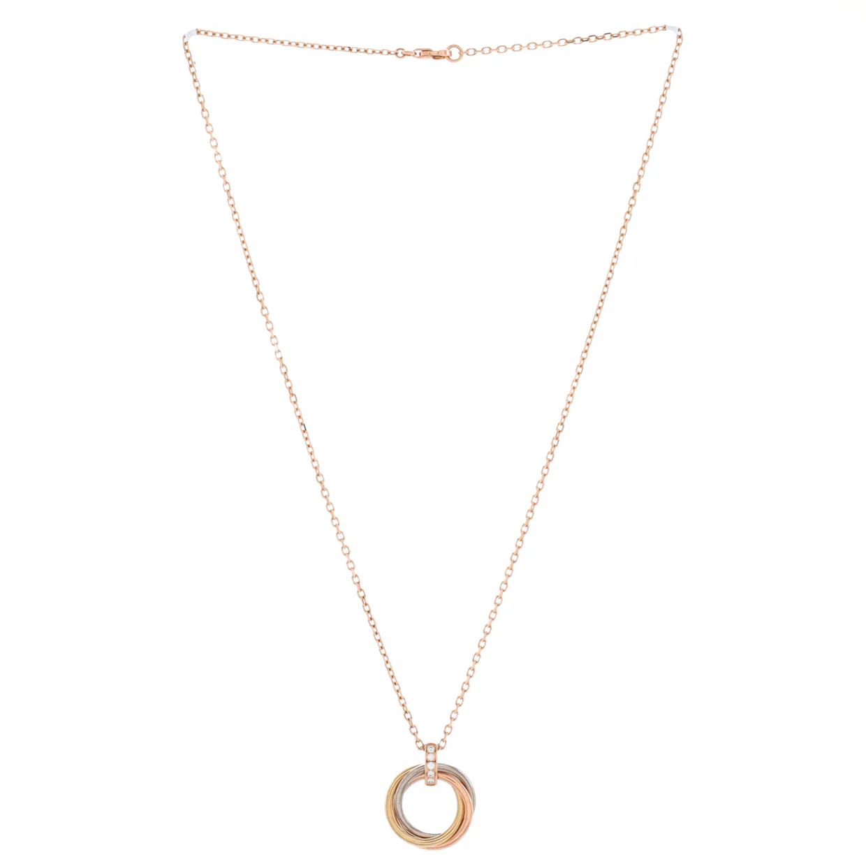 Trinity Pendant Necklace 18K Tricolor Gold and Diamonds - Deep Luxury