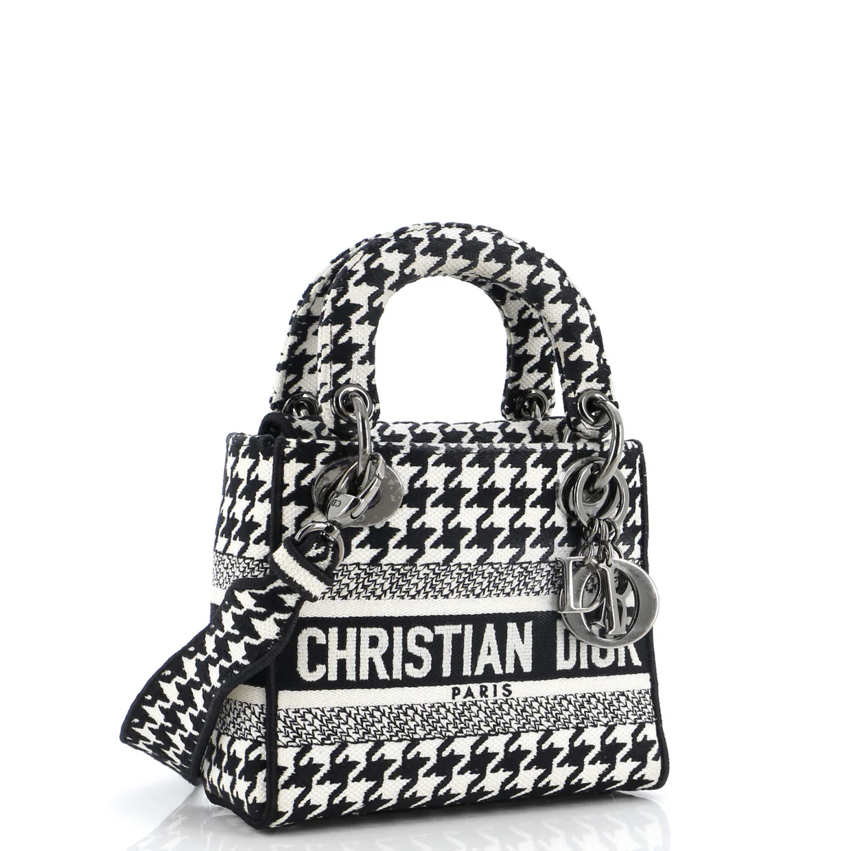 Lady D-Lite Bag Houndstooth Canvas Mini - Deep Luxury