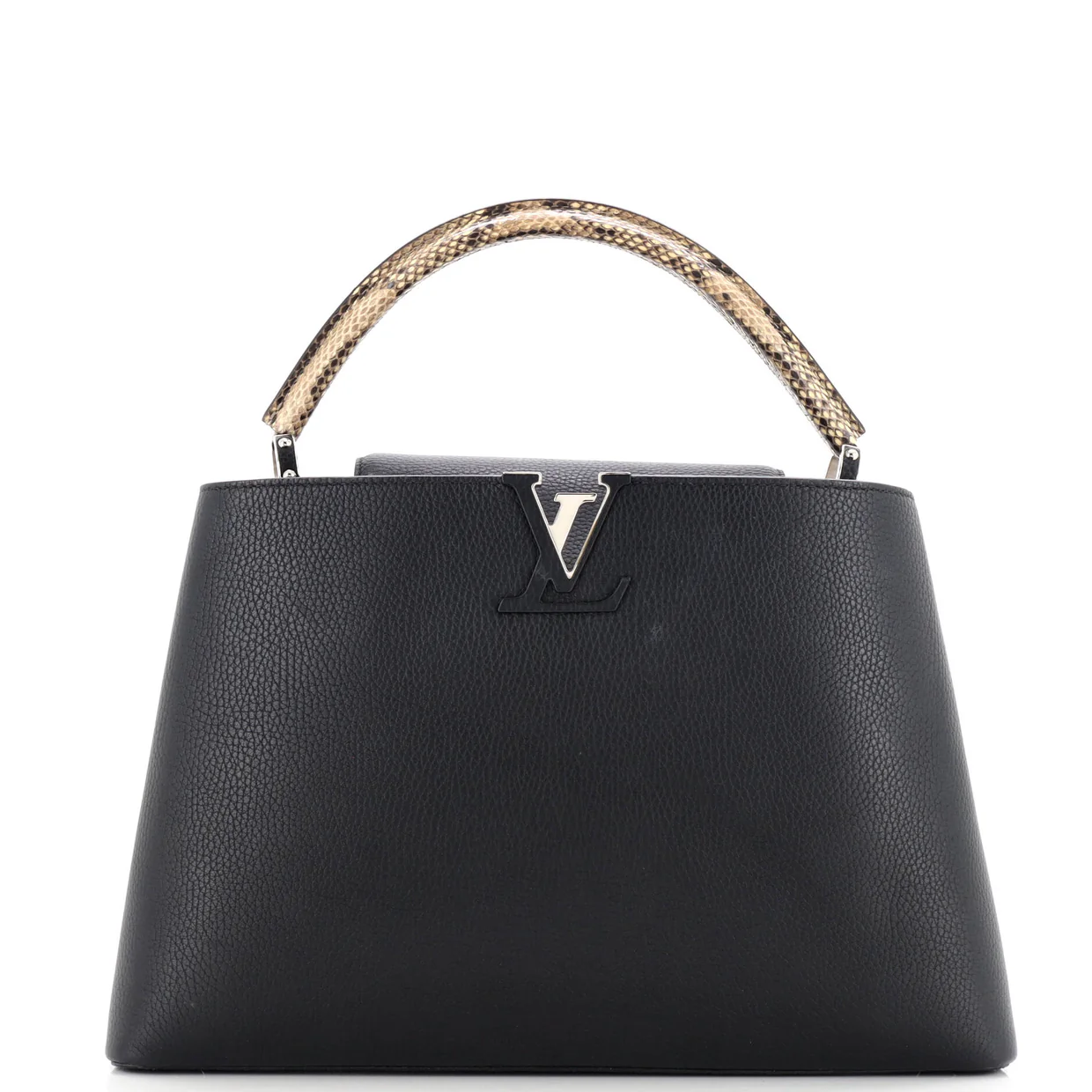 Capucines Bag Leather with Python MM - Deep Luxury