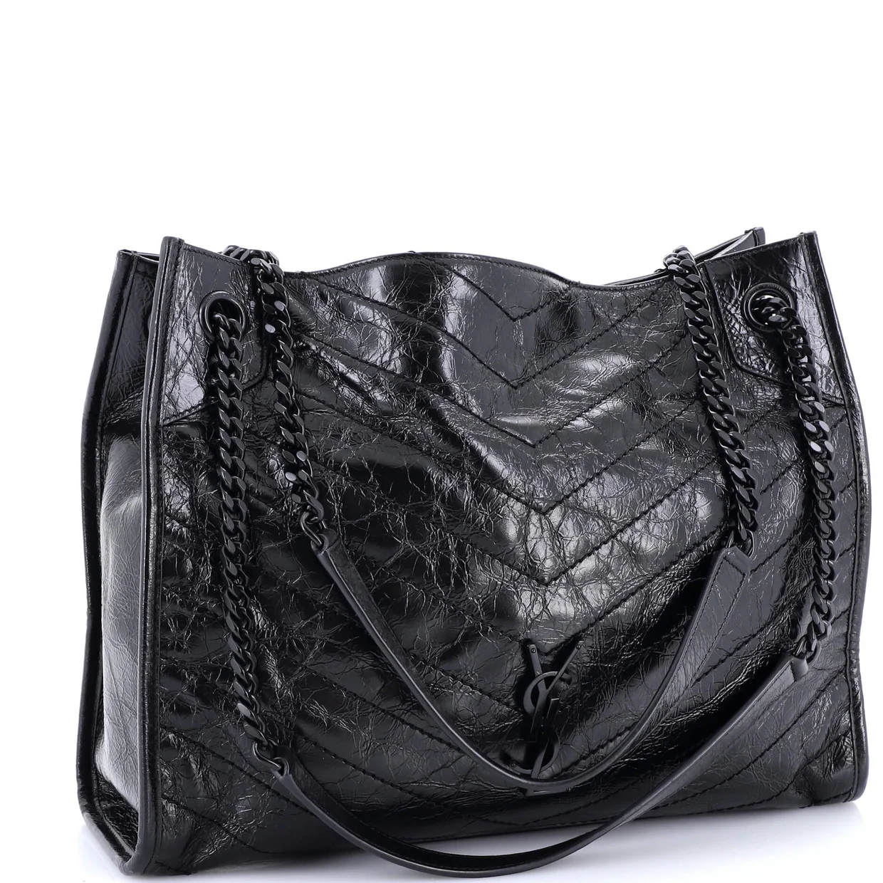 Niki Shopping Tote Matelasse Chevron Leather Medium - Deep Luxury