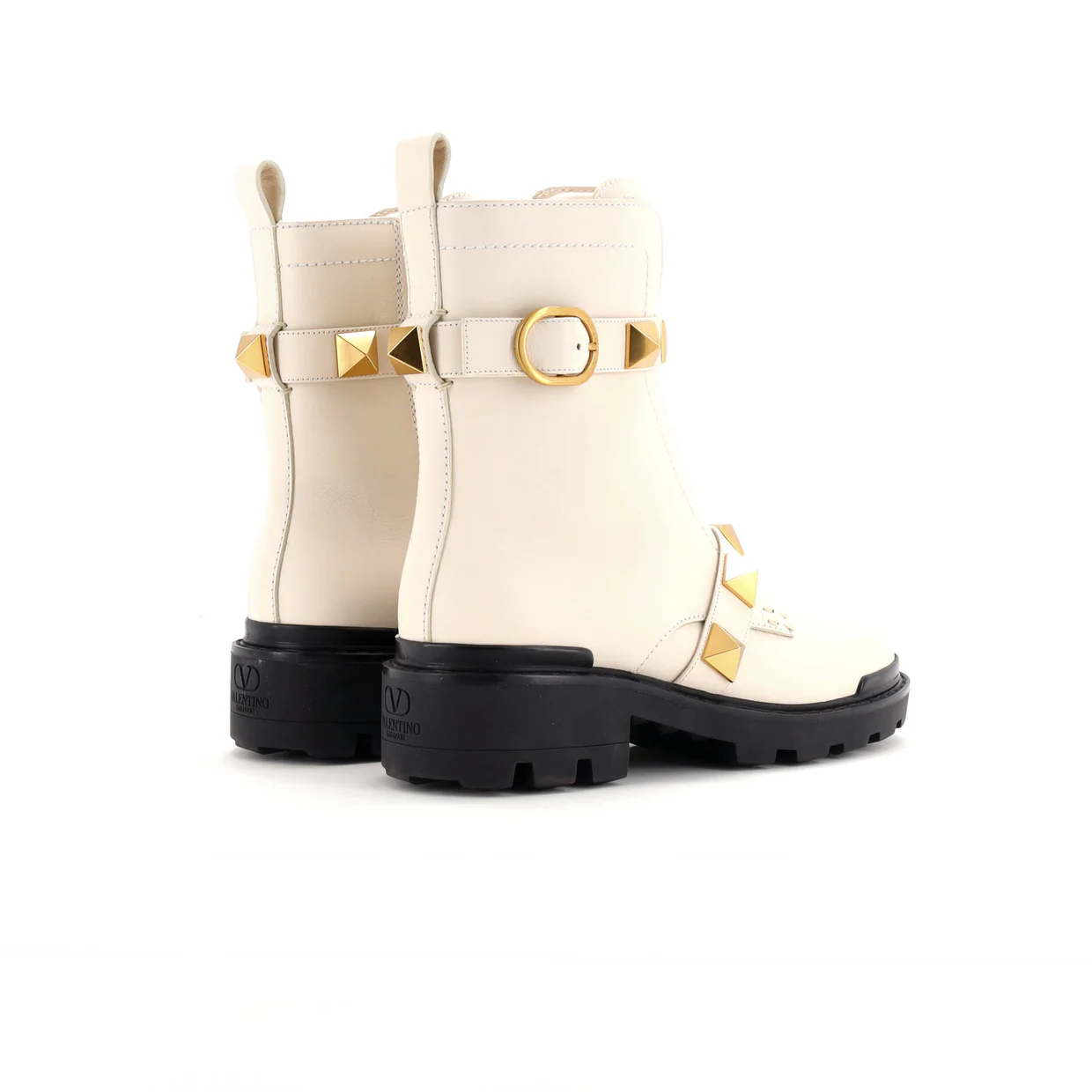 Women's Roman Stud Combat Ankle Boots Leather - Deep Luxury