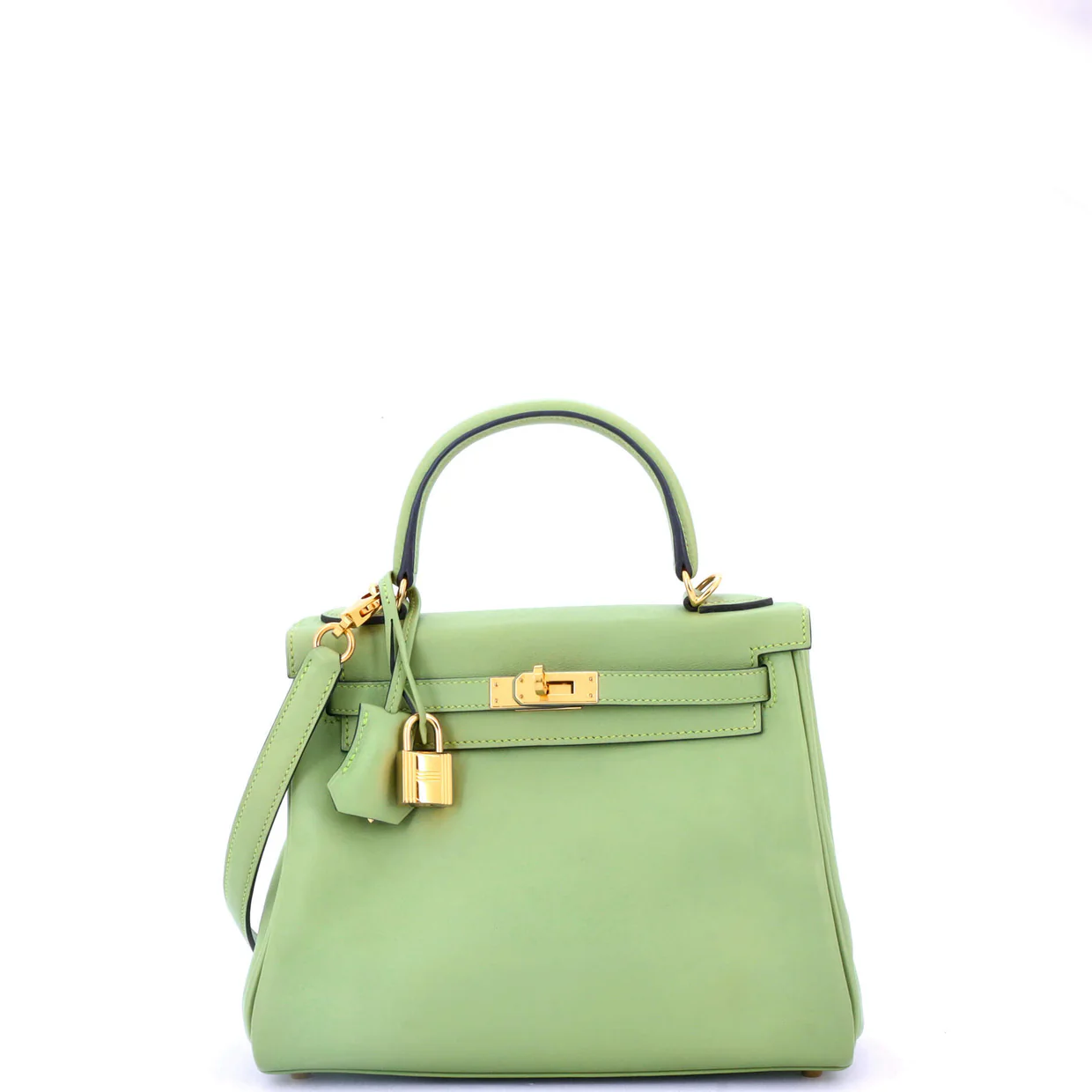 Kelly Handbag Vert Criquet Swift with Gold Hardware 25 - Deep Luxury