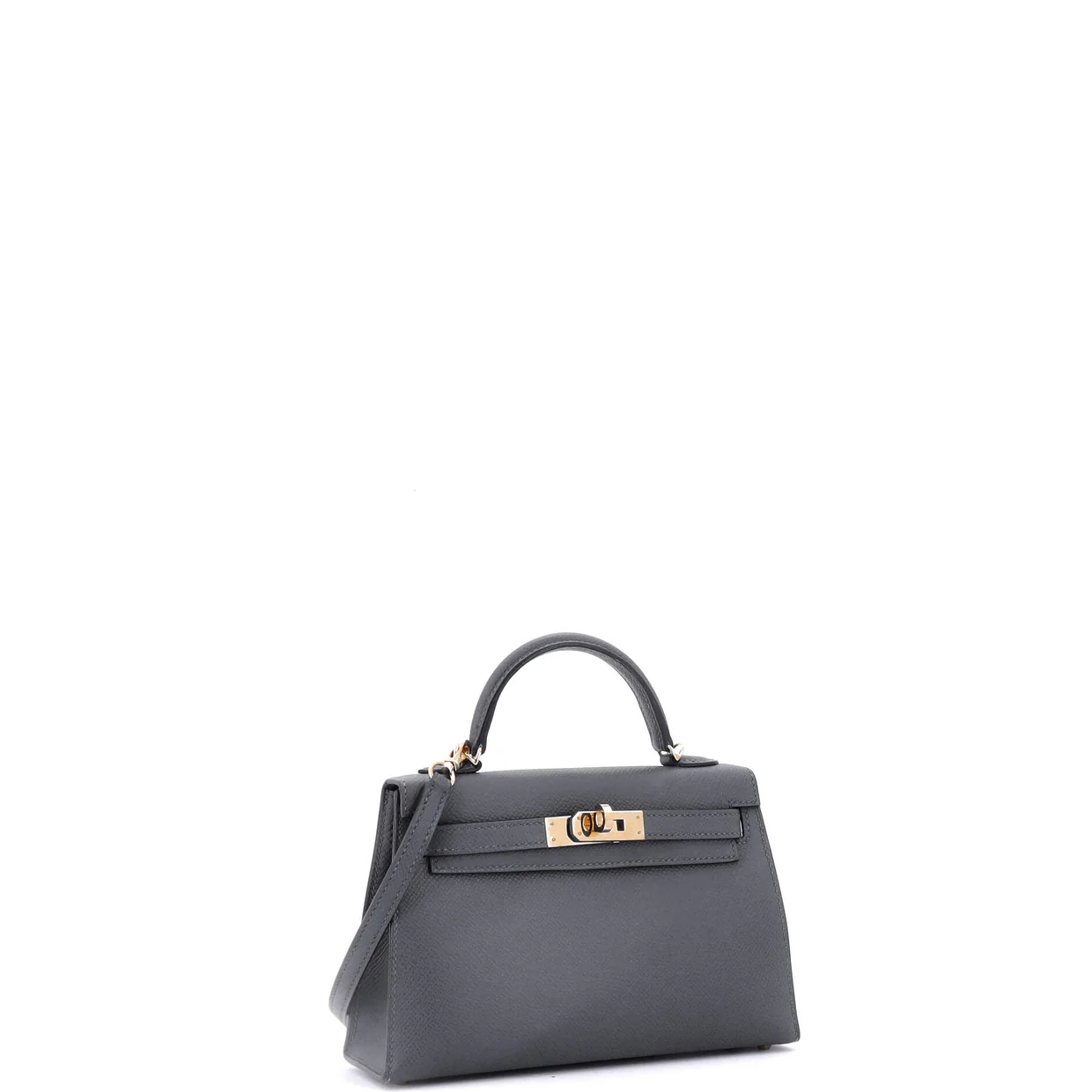 Kelly Mini II Bag Grey Epsom with Permabrass Hardware 20 - Deep Luxury