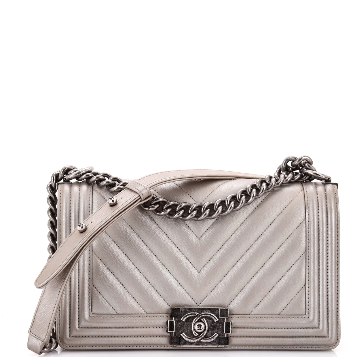 Boy Flap Bag Chevron Caviar Old Medium - Deep Luxury