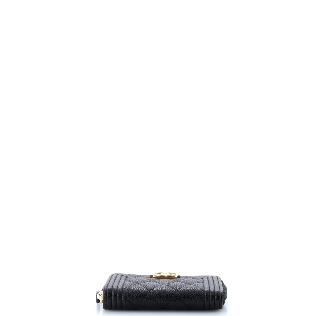 Boy Zip Around Wallet Quilted Caviar Small - Deep Luxury