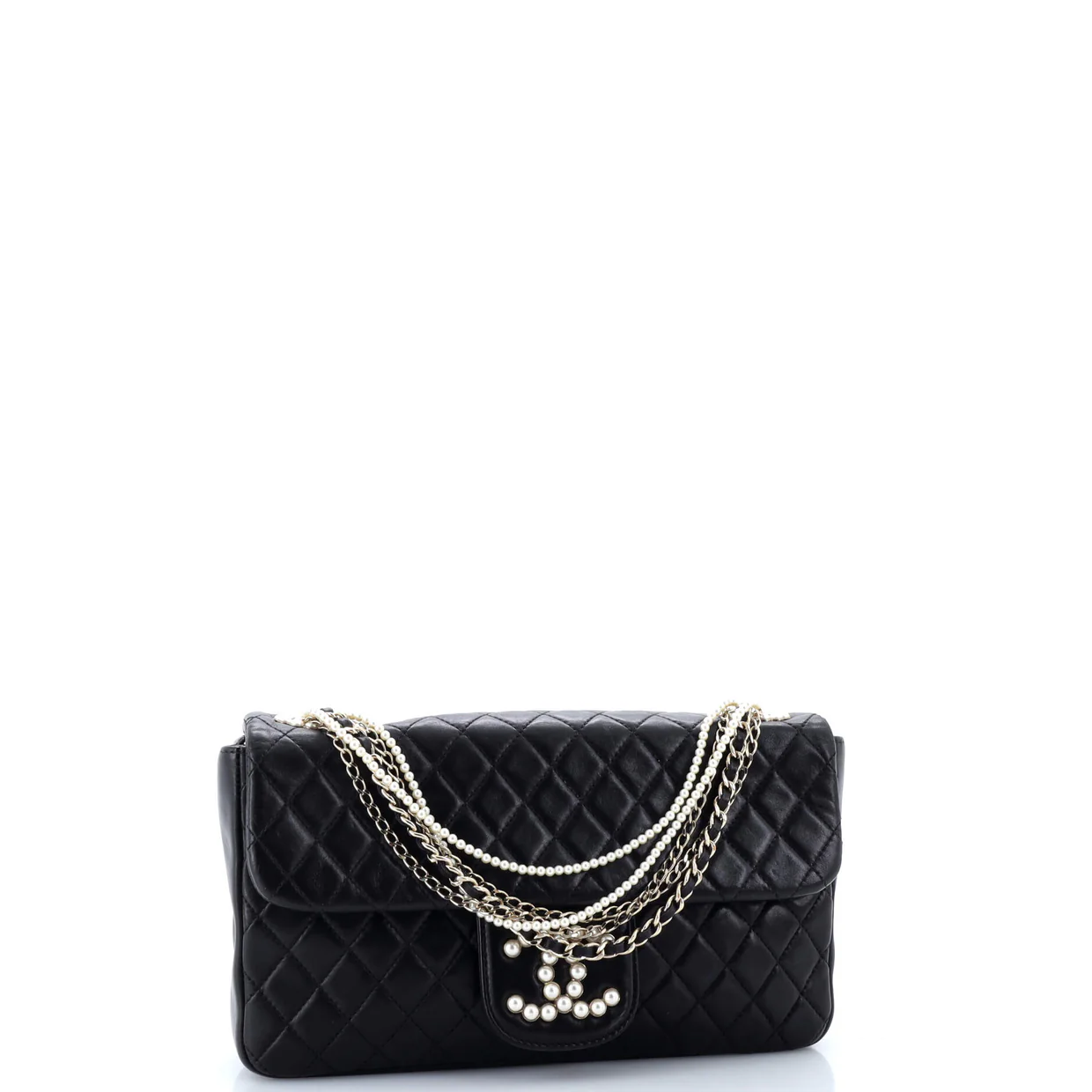 Westminster Pearl Chain Flap Bag Quilted Lambskin Medium - Deep Luxury