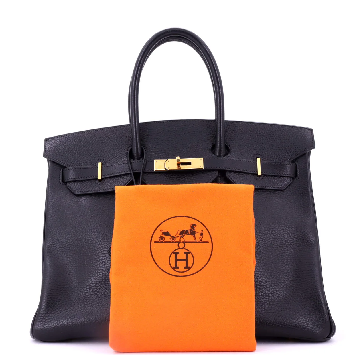 Birkin Handbag Noir Ardennes with Gold Hardware 35 - Deep Luxury