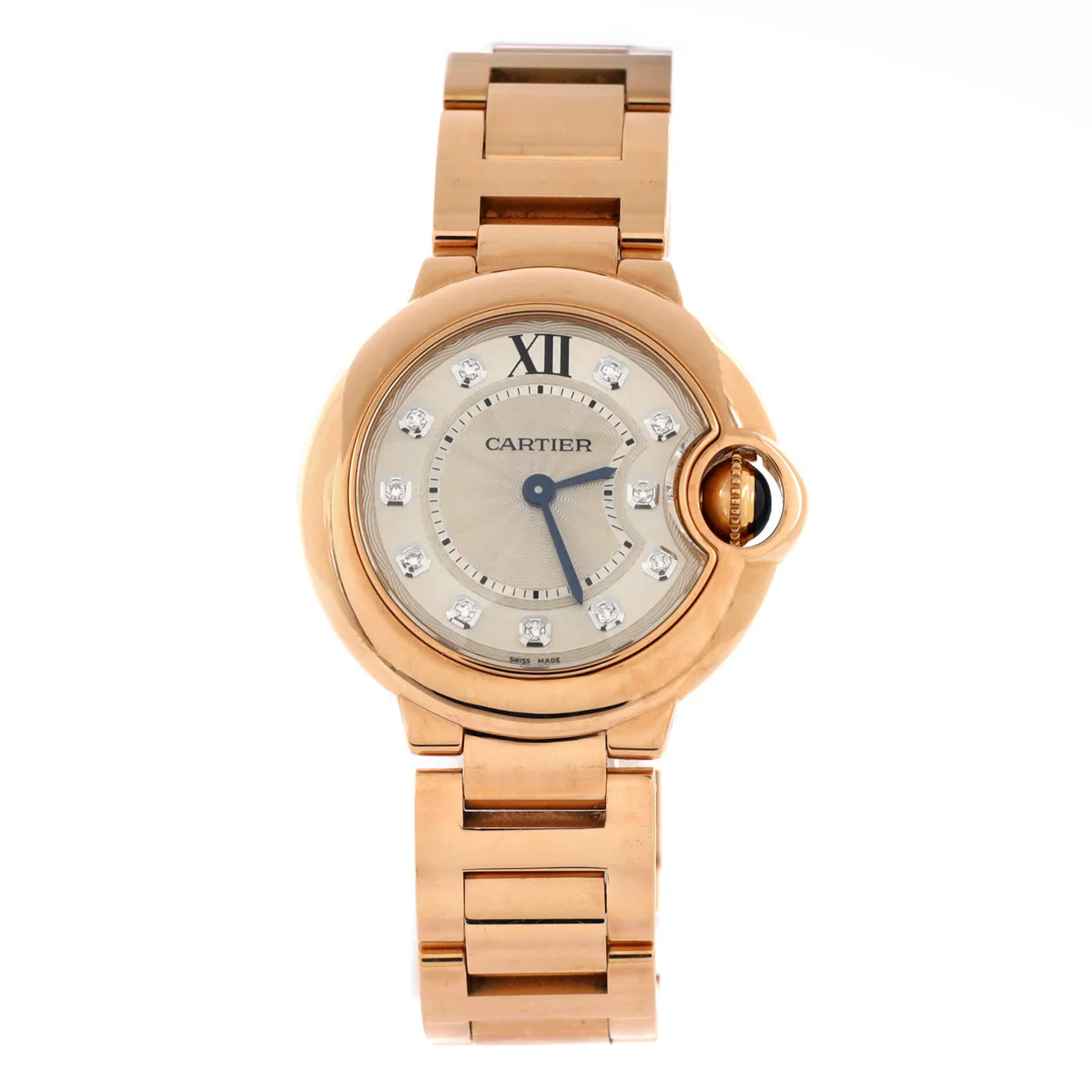 Ballon Bleu de Cartier Quartz Watch Rose Gold and Diamond Markers 28 - Deep Luxury
