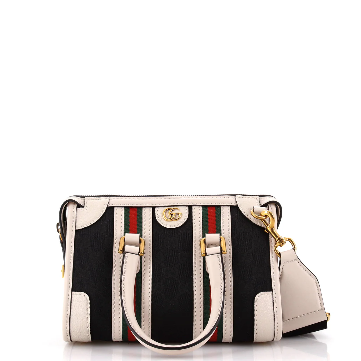 Double G Web Top Handle Bag GG Canvas with Leather Mini - Deep Luxury