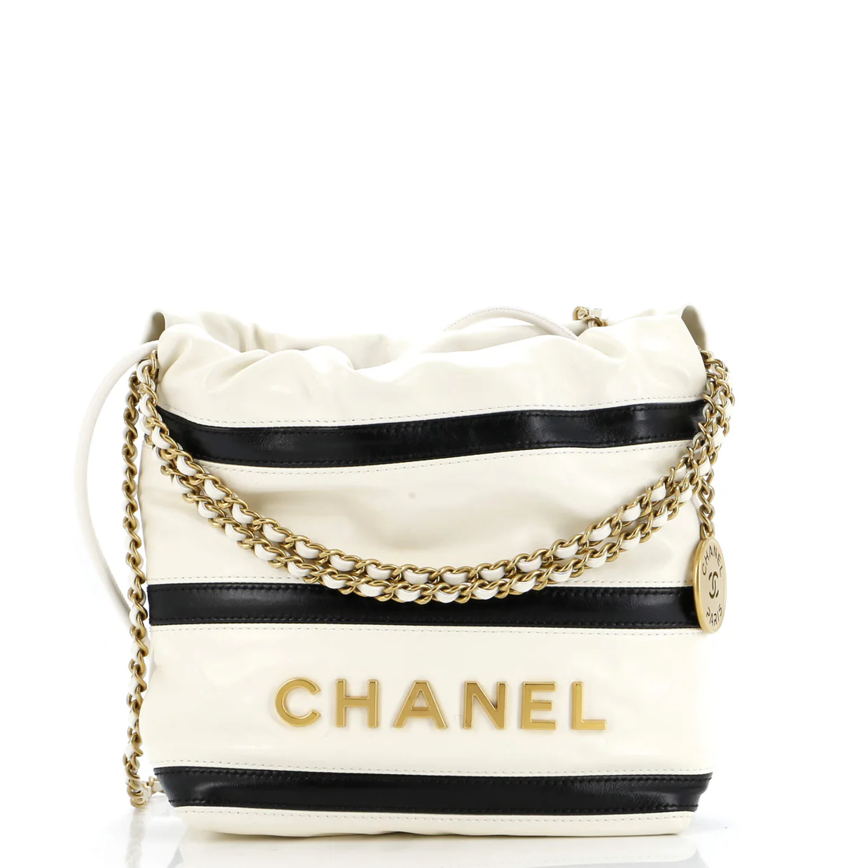 22 Chain Hobo Striped Shiny Calfskin Mini - Deep Luxury