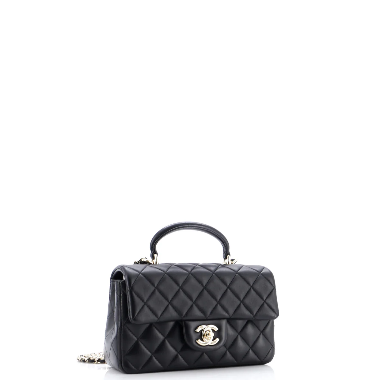 Classic Single Flap Top Handle Bag Quilted Lambskin Mini - Deep Luxury