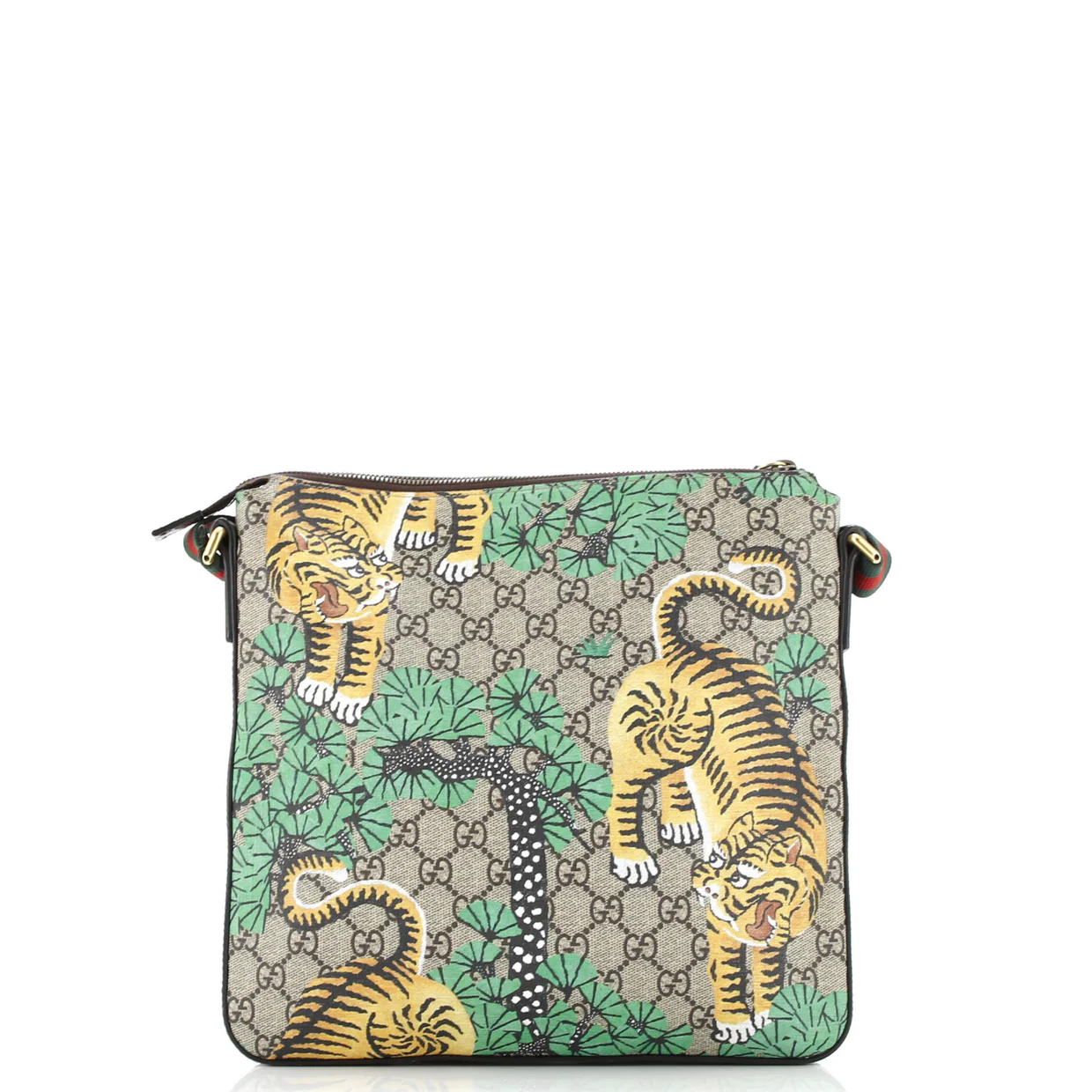 Front Zip Messenger Bengal Print GG Coated Canvas Medium - Deep Luxury