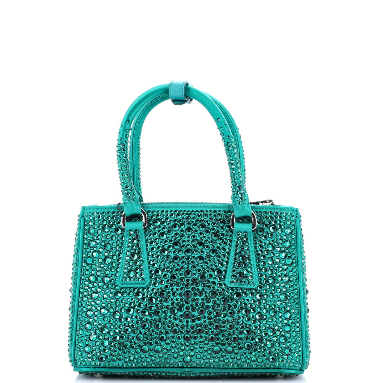 Galleria Double Zip Tote Crystal Embellished Satin Mini - Deep Luxury