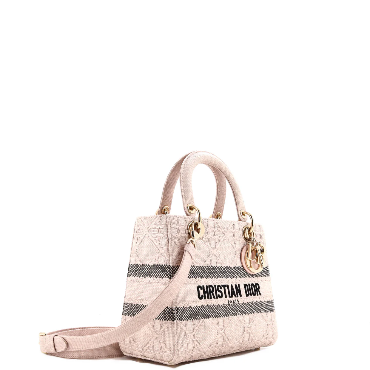 Lady D-Lite Bag Cannage Embroidered Raffia Medium - Deep Luxury