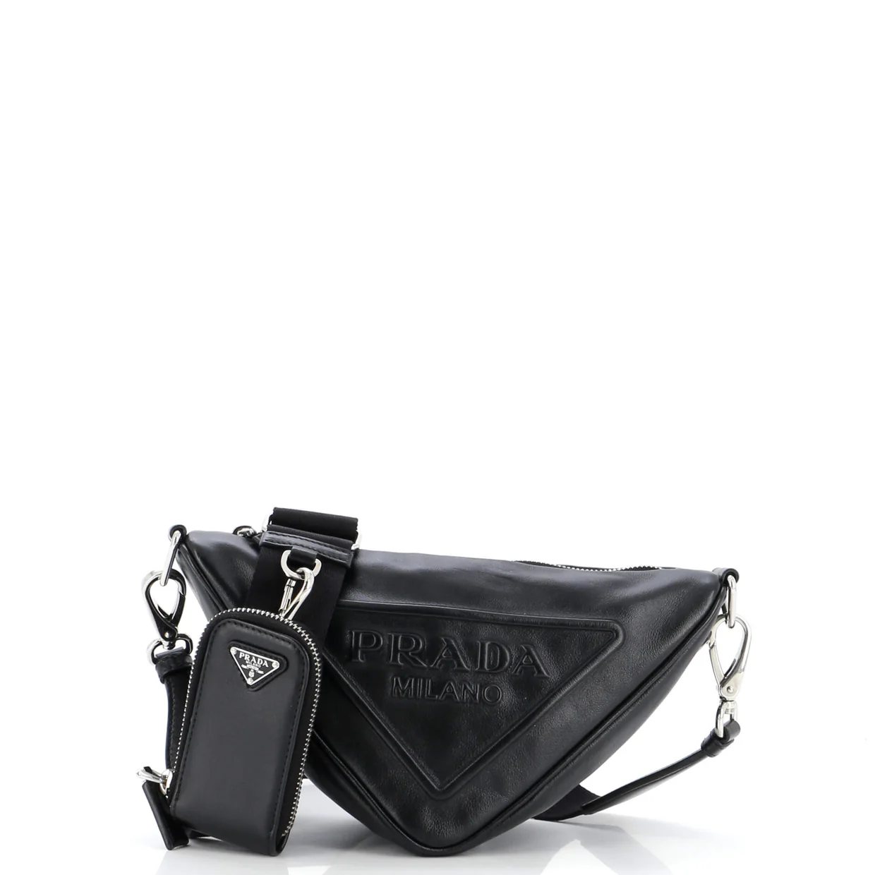 Triangle Logo Zip Crossbody Bag Leather Small - Deep Luxury