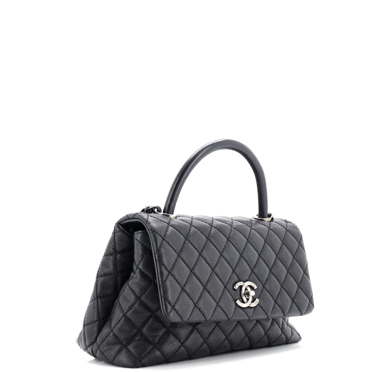 Coco Top Handle Bag Quilted Caviar Small - Deep Luxury