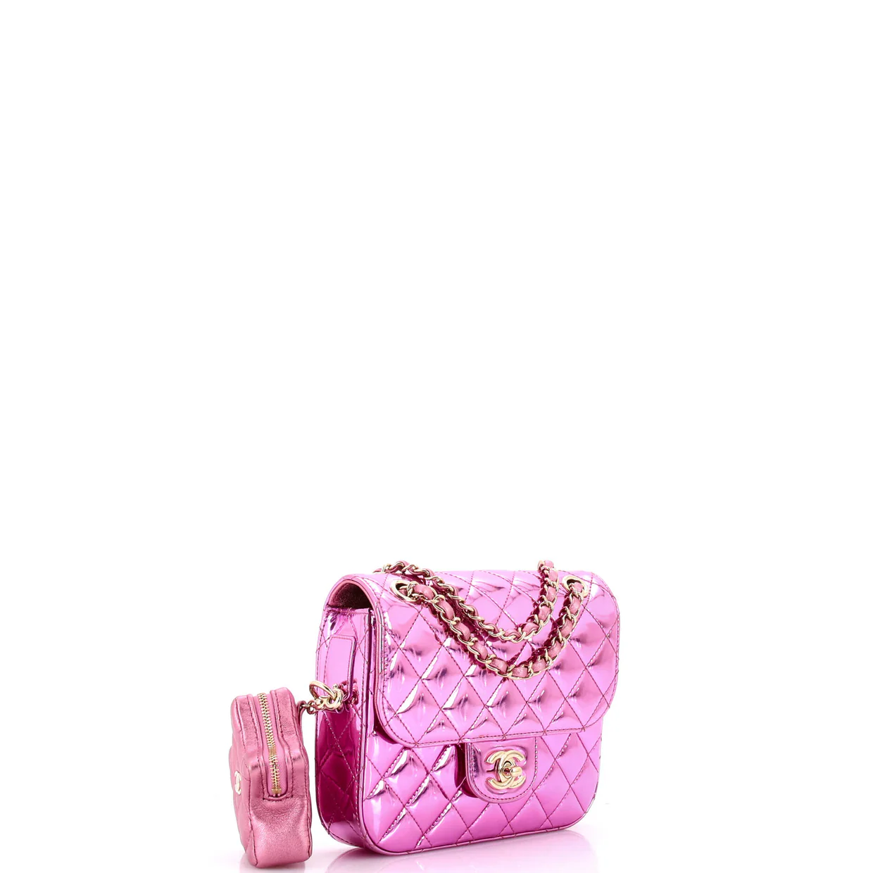 Classic Single Flap Bag with Star Coin Purse Quilted Metallic Leather Mini - Deep Luxury
