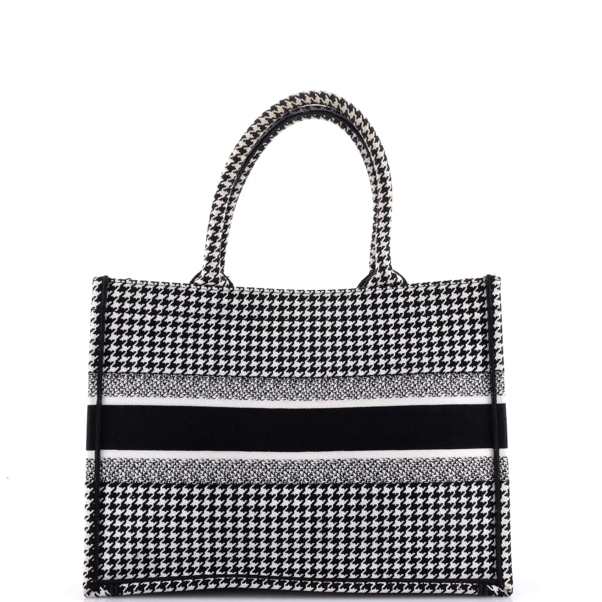 Book Tote Houndstooth Canvas Medium - Deep Luxury