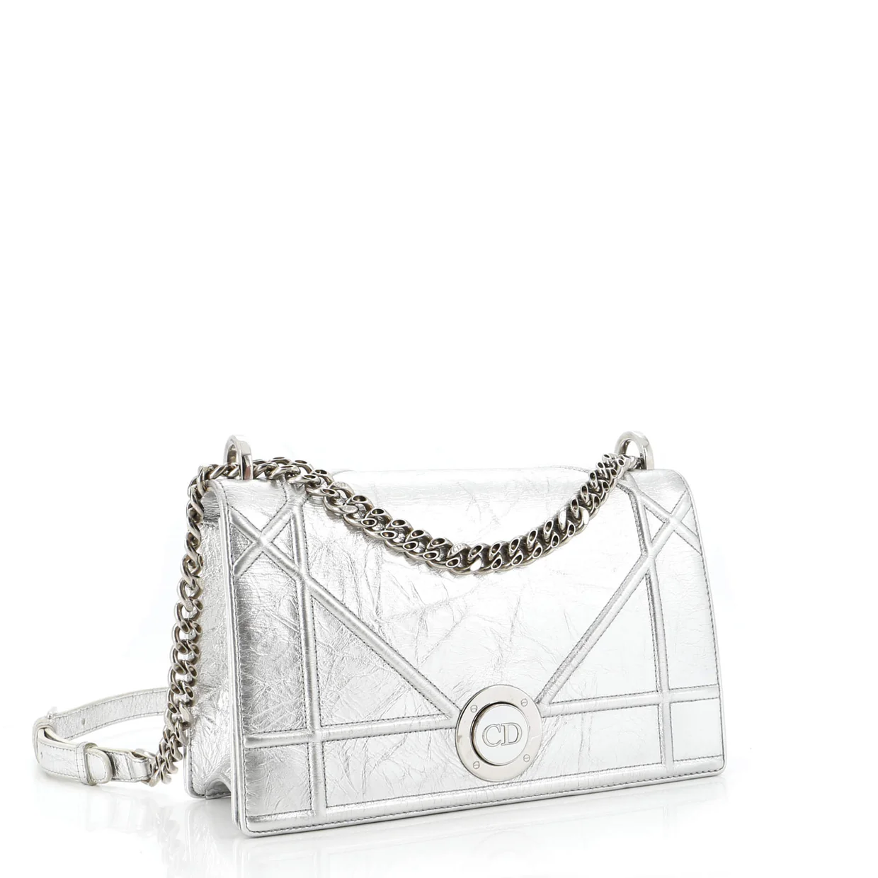 Diorama Clasp Flap Bag Crinkled Lambskin Small - Deep Luxury