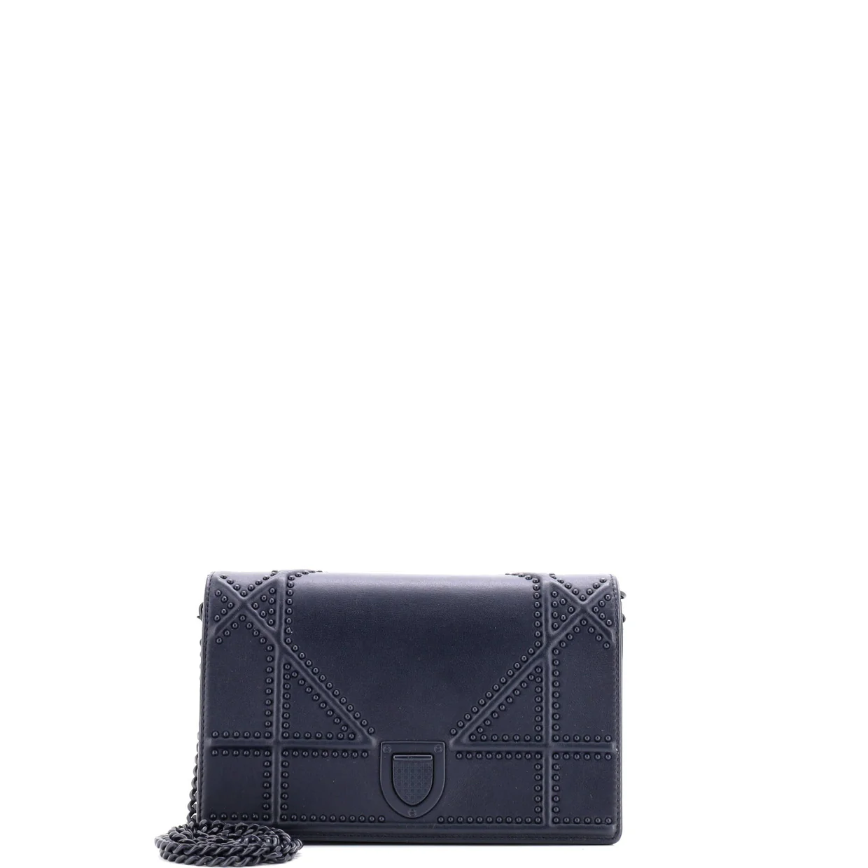 Diorama Wallet on Chain Studded Leather - Deep Luxury