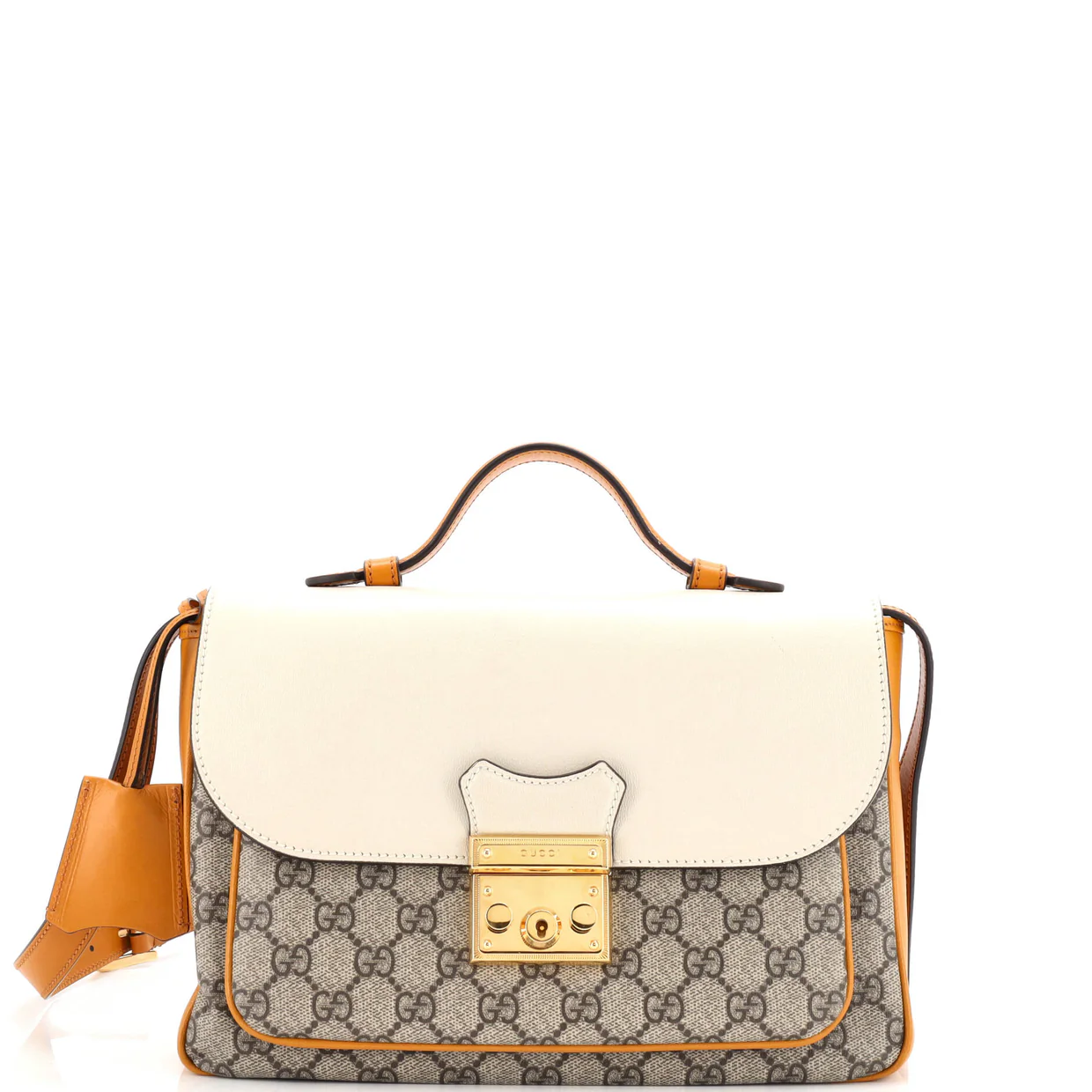 Padlock Front Pocket Flap Shoulder Bag GG Coated Canvas and Leather Small - Deep Luxury