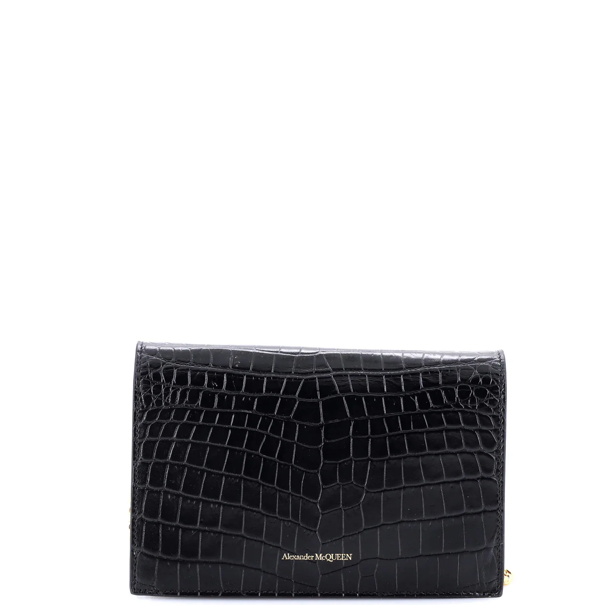 Skull Chain Crossbody Bag Crocodile Embossed Leather Mini - Deep Luxury