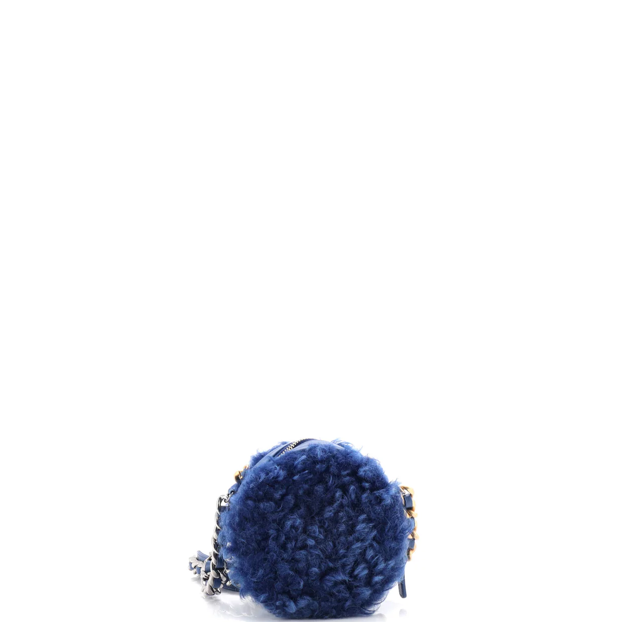 19 Round Clutch with Chain Quilted Shearling - Deep Luxury
