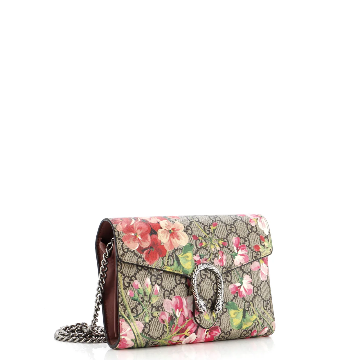 Dionysus Chain Wallet Blooms Print GG Coated Canvas Small - Deep Luxury