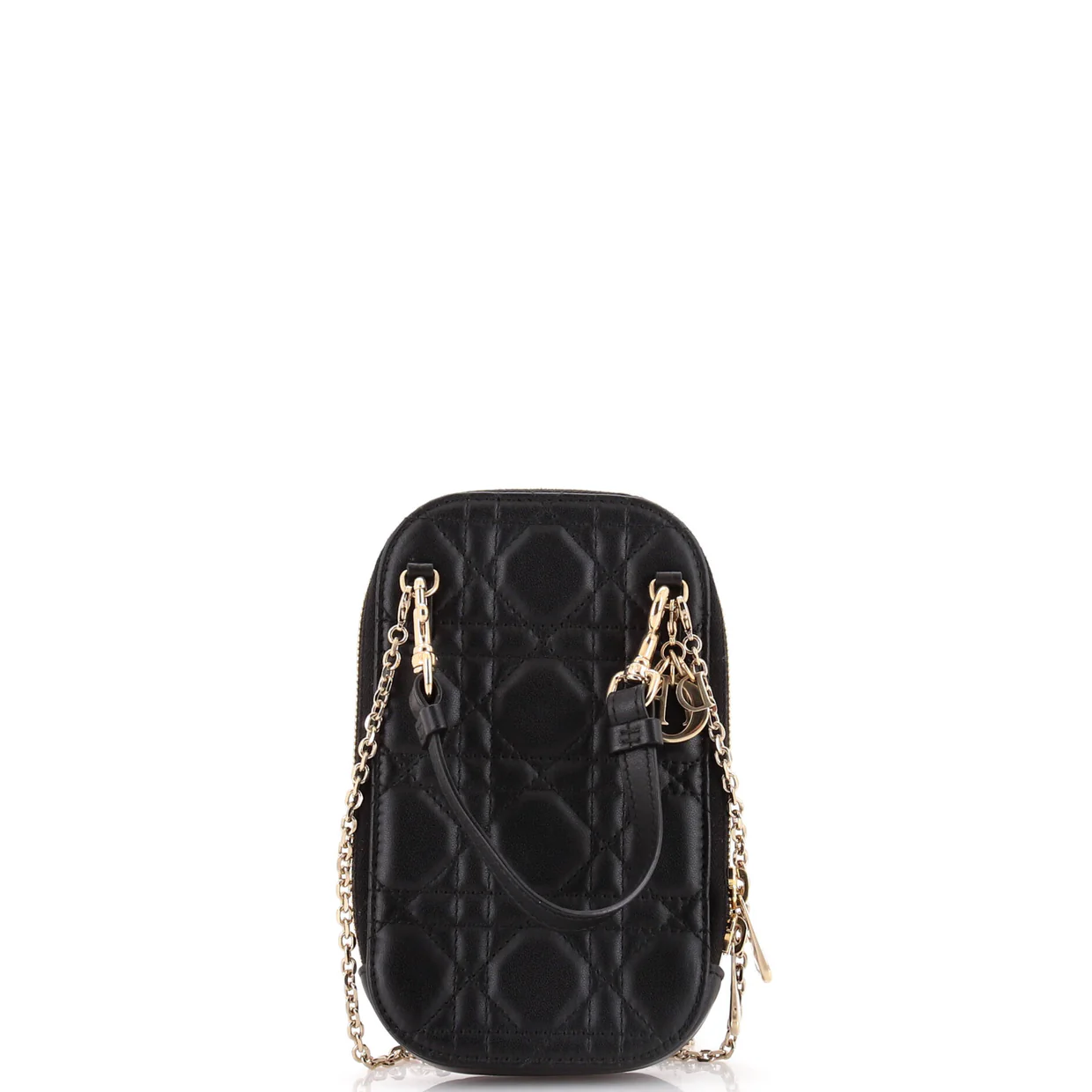 Lady Dior Phone Holder on Chain Cannage Quilt Lambskin - Deep Luxury