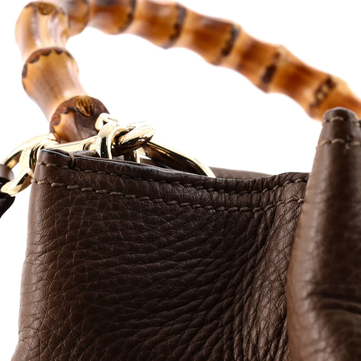 Bamboo Shopper Tote Leather Small - Deep Luxury