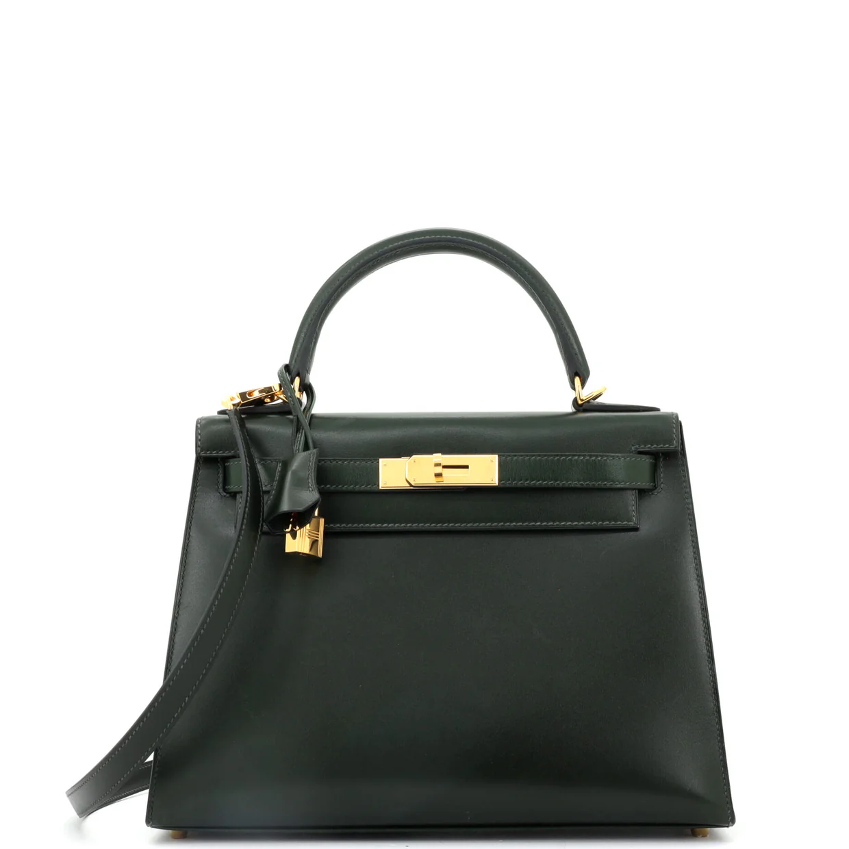 Kelly Handbag Vert Foncé Box Calf with Gold Hardware 28 - Deep Luxury