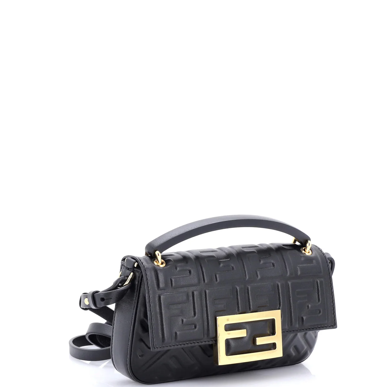 Midi Baguette Chain Bag Zucca Embossed Leather Small - Deep Luxury