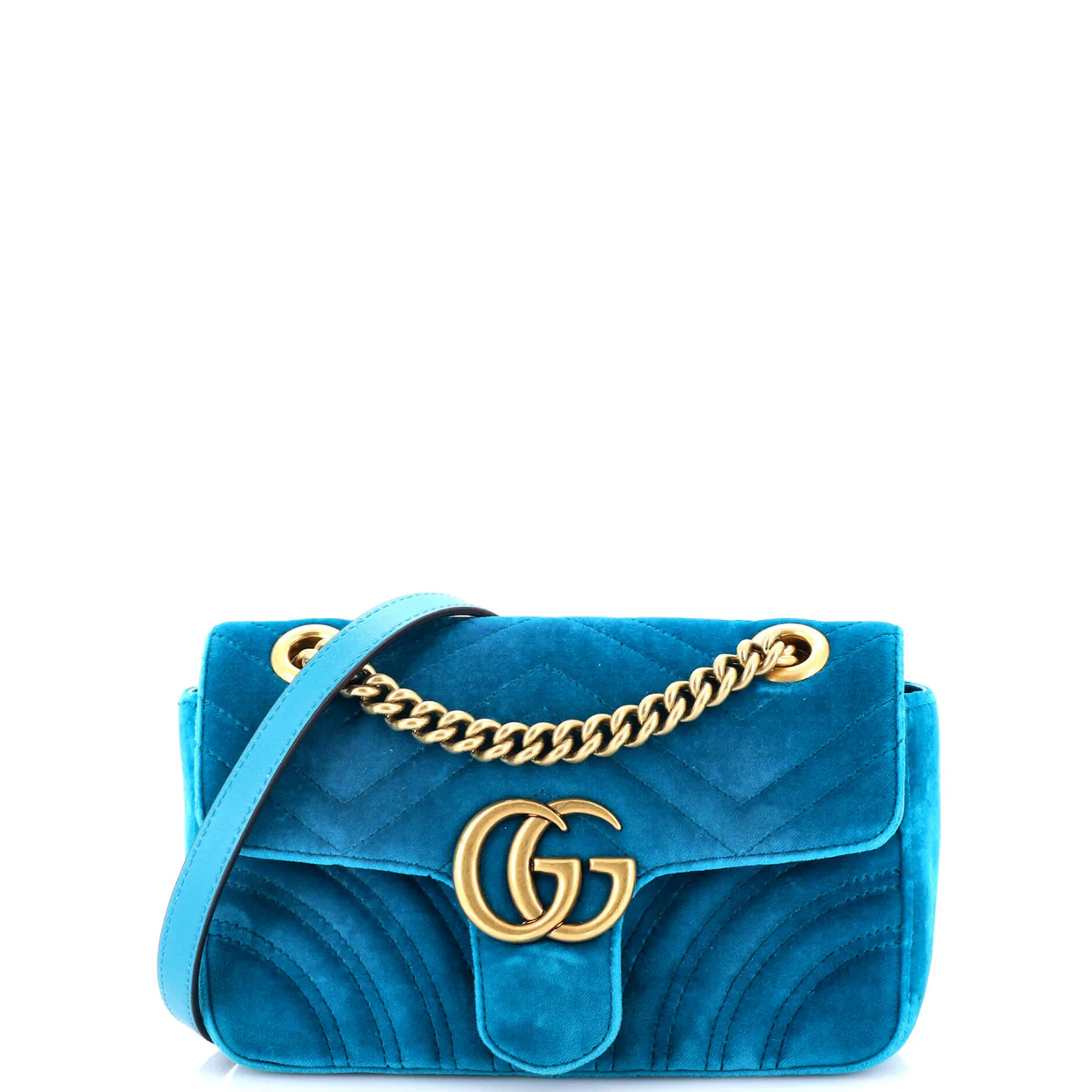 GG Marmont Flap Bag Matelasse Velvet Mini - Deep Luxury