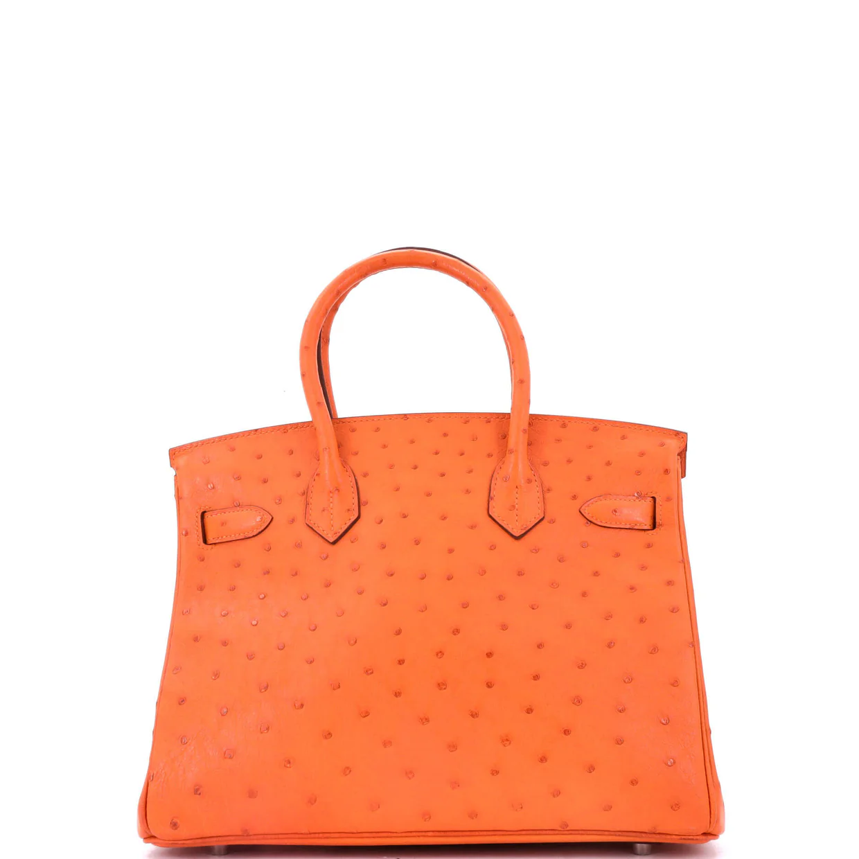 Birkin Handbag Tangerine Ostrich with Palladium Hardware 30 - Deep Luxury